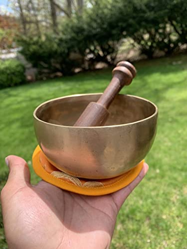 Beautiful hand hammered Tibetan Meditation Yoga Temple Bell Singing Bowl set 4.5