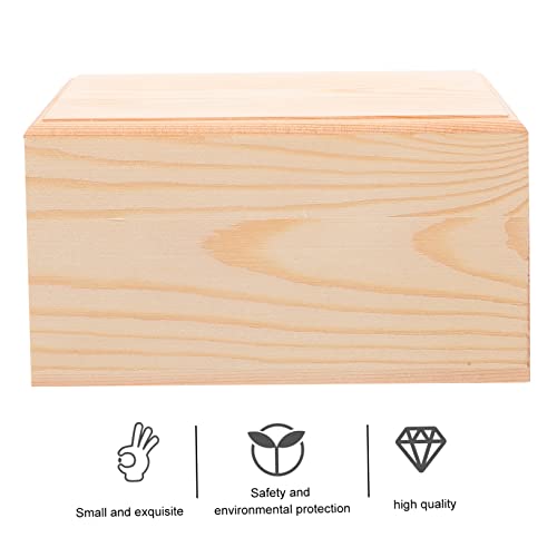 Outanaya Wooden Storage Box with Lid Square Sundries Organizer for Jewelry Gifts and More Premium Pine Material Design for Desktop Use - size: 12.5X12.5X6CM