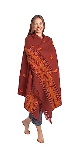 Exotic Vegan Meditation Shawl - Large Unisex Prayer Wrap, Oversize Scarf & Versatile Indian Style Blanket