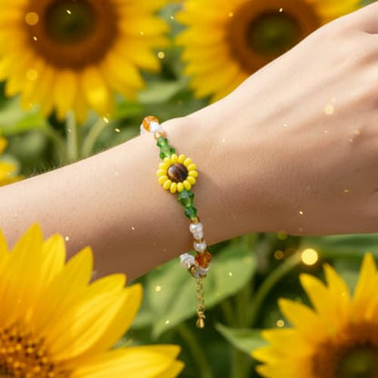 SmileBelle Protection Bracelets for Women, Pregnancy Gifts for Expecting Mom Sunflower Gifts for Women Black Tourmaline Bracelets as Healing Bracelet Sunflower Bracelet as Mother Day Gift - style: Sunflower Protection