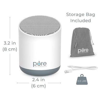 Pure Enrichment Wave Mini Travel Sound Machine - 6 Soothing Sounds Including White Noise, Seamless Loop Audio, Rechargeable Battery, 48 Hour Run Time, Optional Timer, and Storage Bag - color: White