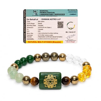 Natural Healing Dhan Yog Bracelets For Men & Women Certified Gemstone 8mm Beads for Money Magnet & Wealth Attraction, Prosperity, Success, Protection, Luck, Stress Relief & Emotional Balance DhanYog Bracelet - color: Kuber Dhanyog