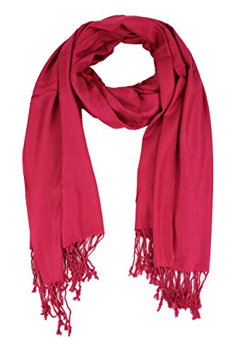 Luxurious Pashmina Feel Scarf & Shawl - Soft Solid Color Wrap for Weddings, Evening Dresses, Gifts - color: Burgundy