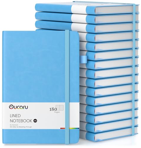 Oucaru Lined Journal Notebook, 16 Pack, 180 Pages, A5 Journals for Writing, 100 GSM Thick Paper, Small Notebooks Daily Journal for Women Men Work, Business, School, Travel Supplies - color: Navy Blue