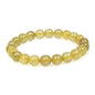 MJDCB Featured Men Women 8mm Beads Bracelet Elastic Natural Stone Yoga Bracelet Bangle 6.7" - color: Gold Quartzrutilated