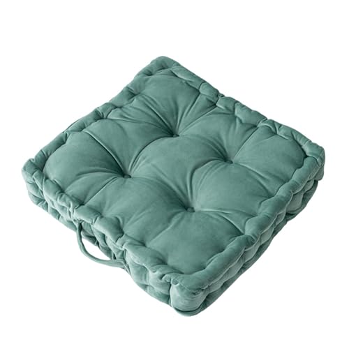 Square Floor Cushions for Adults, 17" Solid Color Velvet Square Floor Pillow Seating Cushions for Living Room Bedroom Reading Yoga Bedroom Home Decor (Green, 17 * 17 inches) - color: Green