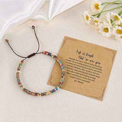 VIBILIA Get Well Gifts for Women, Inspirational Gifts Natural Stone Healing Bracelet, Thinking of You Encouragement Strength Bracelets for Women on Birthday Valentine's Day Easter Mother's Day - color: A. Imperial