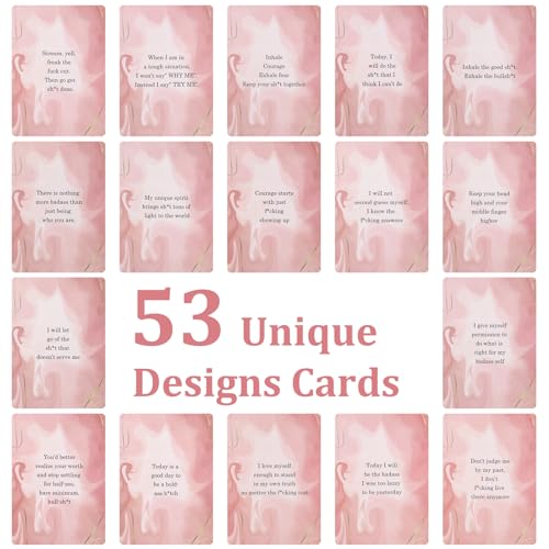 Fofeadm Badass Affirmation Cards for Women, 53 Daily Positive Inspirational Motivational Cards, Mindfulness & Self Care, Birthday Gifts for Women