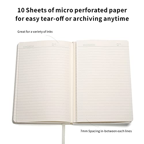 Lined Journal Notebooks with Pen Loop, Hardcover Notebook Journal for Work, 100Gsm Premium Thick Paper with Inner Pocket, Medium 5.7"x8.4", （White, Ruled） - color: White