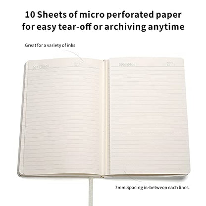 Lined Journal Notebooks with Pen Loop, Hardcover Notebook Journal for Work, 100Gsm Premium Thick Paper with Inner Pocket, Medium 5.7"x8.4", （White, Ruled） - color: White