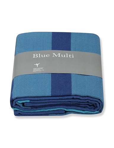 MISZBHA Yoga Rugs & Blanket Indian Cotton Perfect for Restorative Yoga & Meditation Pack of 1 - color: BLUE MULTI
