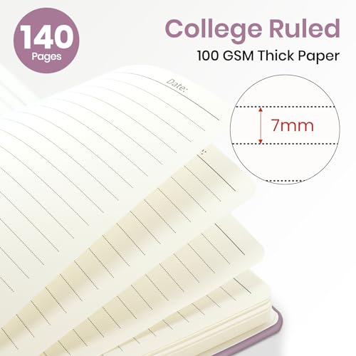 Lined Spiral Journal Notebook for Women, A5 College Ruled Journals for Writing, Hardcover Notebooks for Work, Note taking and Office School Supplies,140 Pages - Purple