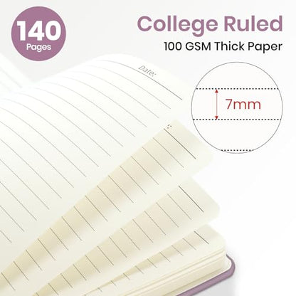 Lined Spiral Journal Notebook for Women, A5 College Ruled Journals for Writing, Hardcover Notebooks for Work, Note taking and Office School Supplies,140 Pages - Purple