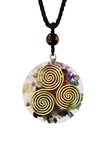 MINACHI Orgone Necklace, 7 Chakra Stone Orgonite Pendant for Spiritual Healing and Positive Energy Meditation - color: Triskelion