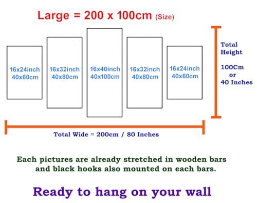 Large 5 Panel Framed Canvas Wall Art Five Pieces Zen Buddha Bamboo Water Meditation Painting Modern Wall Decor for Living Room Bedroom Office Home Interior Decoration Nature Inspired Calm Artwork