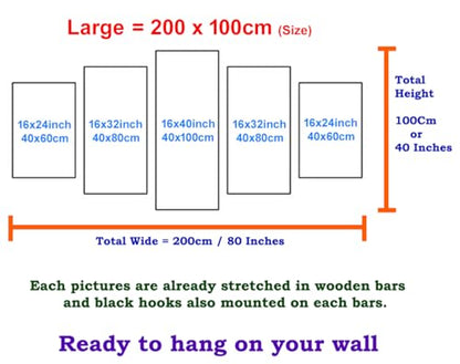 Large 5 Panel Framed Canvas Wall Art Five Pieces Zen Buddha Bamboo Water Meditation Painting Modern Wall Decor for Living Room Bedroom Office Home Interior Decoration Nature Inspired Calm Artwork