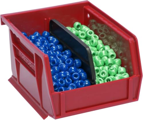 Akro-Mils 30210 AkroBins Plastic Storage Bins, Space-Saving Stackable Bins for Garage, Pantry, Craft Organization, 5" x 4" x 3", Red, 24-Pack - color: Red