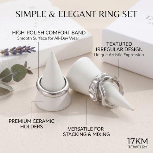 16 PCS Gold Chunky Rings Set for Women, 14k Gold Plated Thick Dome Stackable Open Rings Trendy Dainty Minimalist Jewelry Gifts - color: 03-Silver