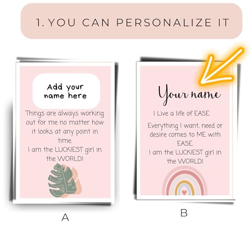 Dear Self Personalized Affirmation Cards for Women | Daily Affirmation cards | Mindfulness and Meditation cards | Positive Affirmations Gifts For Women | 20 Card Deck with Wood Stand