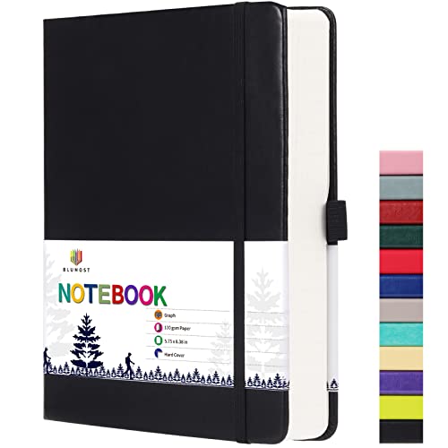 Graph Paper Notebook with 280 Pages,A5 Grid Paper Notebook/Journal,100gsm Thick Graph Leather Journal for Math Science Students,5.75'' × 8.38''-Black - color: Black, size: A5-Graph