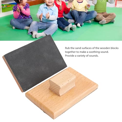 1 Pair Musical Sand Block Beech Wood Sandpaper Musical Block Enhanced Sense of Rhythmic for Playing Performance 3.94x2.36 in