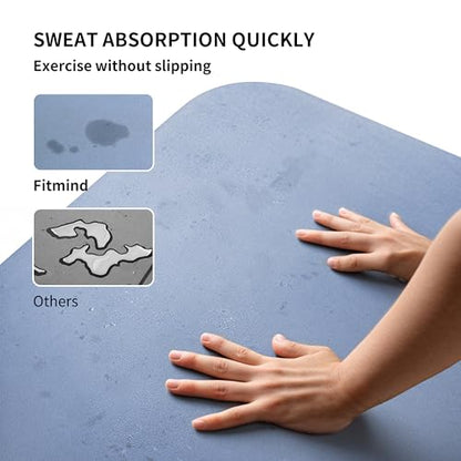 Professional PU Rubber Yoga Mat, Double-Sided Non Slip Sweat Resistant Exercise Mat for Men Women, Comfortable Extra Long & Wide for Yoga, Pilates, Fitness, Home Gym, 72"×26.8"×0.18"(4.5mm)Thick - color: blue