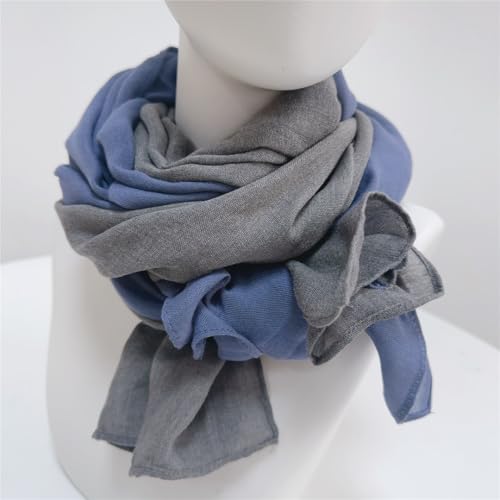 Jeelow Solid Color Scarf Wrap Shawl for Women Men – Soft Lightweight Head Scarf, All Season, Travel Beach Office Daily Wear - color: Blue Jean Hollow Out