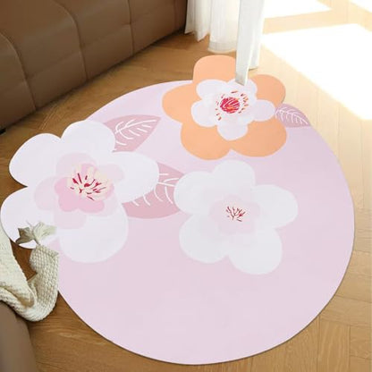 ABREEZE Irregular Large Flower Meditation Mat Non Slip Round Pilates Yoga Mat Natural Rubber with Sueded Surface Exercise Mat