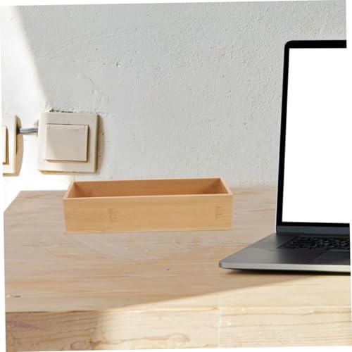 Unomor 2pcs Bamboo Storage Boxes Organizer Box for Home Office Craft Storage Portable Wooden