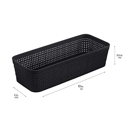 Simplify 10 Piece Organizing Set | Multiple Size Bins | Multipurpose | Office | Desk | Dorm | Bathroom | Storage Basket | Small Items | Accessories | Black - size: 10 Piece