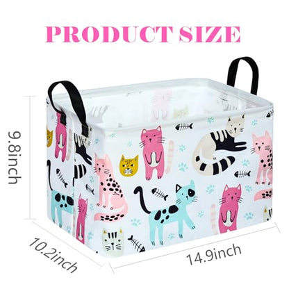 Rectangle Gift Storage Basket Home Shelf Storage Basket Organizer Box Clothes Laundry Hamper Nursery Basket Laundry Basket with Handles (Cat) - color: CAT