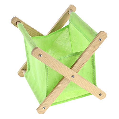Ruilogod Wood Frame Fabric Foldable Tabletop Storage Box Pouch Bag Holder Green (id: 141 bd4 369 b7f a28