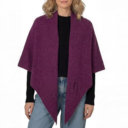 RIIQIICHY Shawl Wrap Women Pashmina Triangle Cape Knit Sweater Scarf for Fall Winter Fashion Accessory - color: Purple