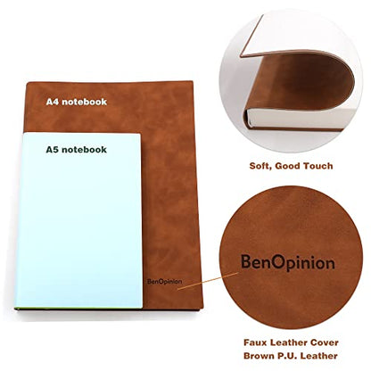 Large Blank Notebook Journal for Writing Drawing, Soft Faux Leather Cover, 100GSM Papers, 320 Pages, A4 8.4x11.4 inches Sketch Book(Brown, Plain) - color: Brown, Plain