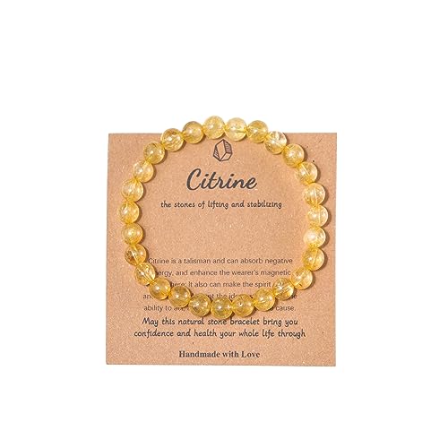 Pingyongchang Stress Relief Anxiety Yoga Bracelet,Mantra Bracelets for Women Natural Crystal Stone Healing Gifts Birthday Gifts for Jade Bracelet for Men - color: Citrine