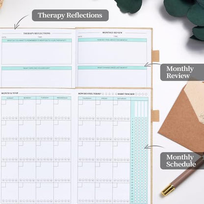 Mental Health Journal, Anxiety & Guided Journal for Women, 91 Days Self-Care Journal to Practice Positive Thinking, ADHD Planner with Mood Tracker (A5 Size)-Beige - color: Beige
