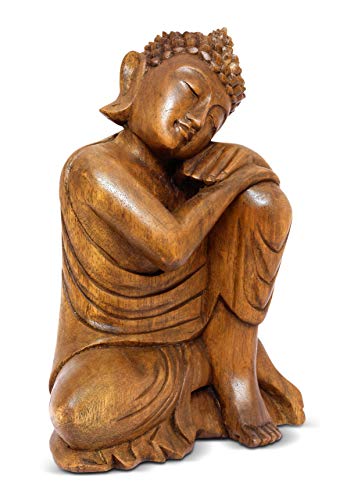 G6 Collection 8" Wooden Serene Sleeping Buddha Statue Hand Carved Sculpture Handmade Figurine Decorative Home Decor Accent Handcrafted Art Traditional Modern Decoration (Small) - size: Small