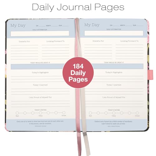 Five Minute Self Care Journal - Black Floral - style: Black Floral