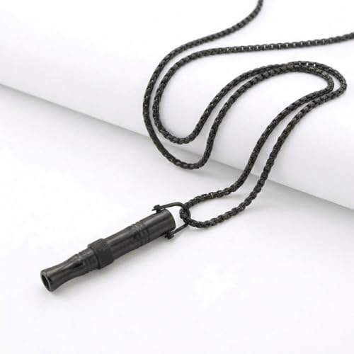 Breathing Easy Necklace, Mindfulness Breathing Stainless Steel Pendant for Stress Relief, Anxiety Management & Smoking Cessation Aid, Intricate Engraving for Men Women - color: Cylindrical Rotating Fidget Ring-Black