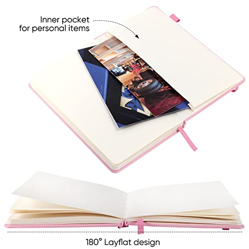 Lined Journal Notebooks with Pen Loop, Hardcover Notebook Journal for Work, 100Gsm Premium Thick Paper with Inner Pocket, Medium 5"x8.25", (Blue)
