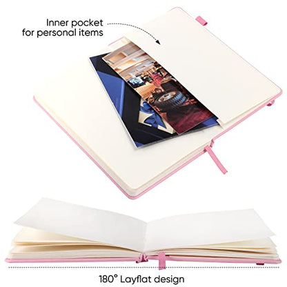 Lined Journal Notebooks with Pen Loop, Hardcover Notebook Journal for Work, 100Gsm Premium Thick Paper with Inner Pocket, Medium 5"x8.25", (Blue)