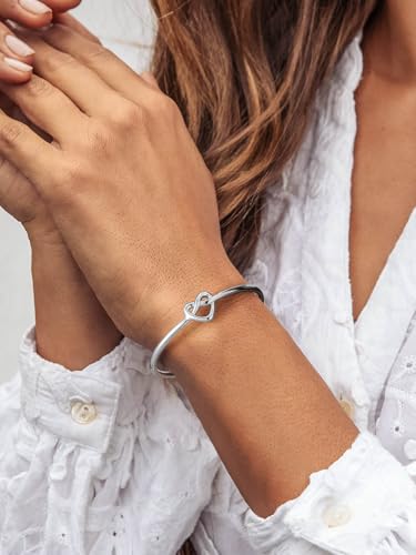 U7 Unisex Simple Cuff Bracelet 18K Real Gold Platinum Plated Fine Bracelets Fashion Jewelry Open Bangle Cuff Bracelets, Twisted or Heart Style - color: D.Knot Bracelet-Platinum