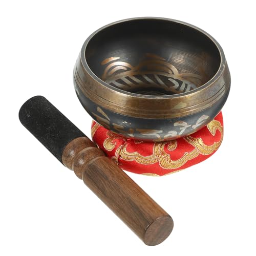 BESPORTBLE Tibetan Singing Bowl with Mallet and Cushion for Yoga Meditation Handcrafted Sound Bowl for Spiritual Therapy Zen Decor and Relaxation Random Color