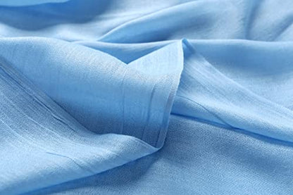 Jeelow Solid Color Scarf Wrap Shawl for Women Men – Soft Lightweight Head Scarf, All Season, Travel Beach Office Daily Wear - color: Blue