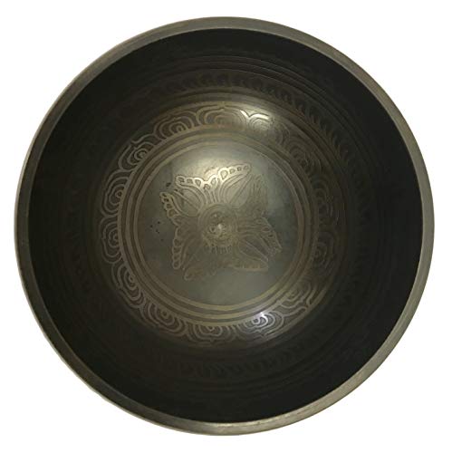 5113 SB 'B' Note Chakra Healing Antique Tibetan Auspicious Symbol Bowl Set ~ Nepal (4.75 inch diameter)