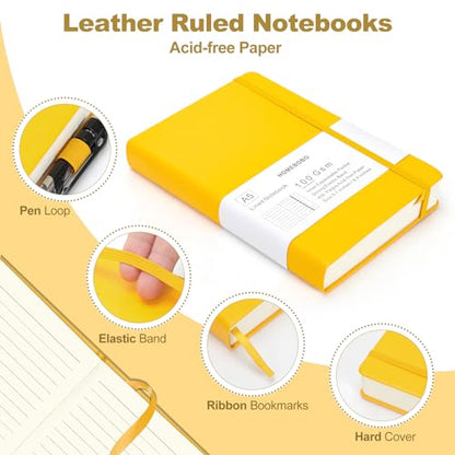 Journals for Writing, A5 Leather Ruled Notebook with 400 Pages, 100 Gms College Ruled Journal with Thick Paper, Hardcover with Inner Pocket & Pen Holder, Dark Green