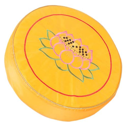 Happyyami Meditation Floor Cushion Yellow Floral Thick Seat Pillow for Zen Sitting with Non-Slip Base, Small Size Floor Mat for Yoga and Prayer Practice