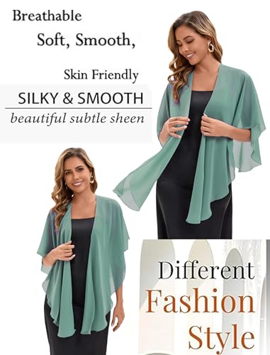 Baoqiya Chiffon Shawl Evening Scarf Shawls and Wraps for Women Wedding Party Bridal Scarves Cover Ups - color: Bean Green