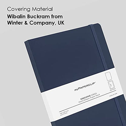 myPAPERCLIP Executive Series A5 Plain Notebook | 192 Pages, 80 GSM, Soft Cover, A5 (5.83 x 8.27 in) | Flat Lay | Bookmark, Elastic Closure & Back Pocket | Blue - color: Blue, size: A5, Plain