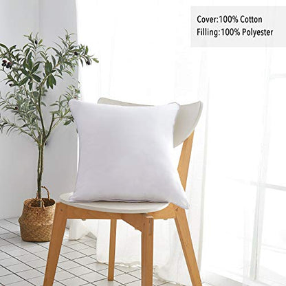 Oubonun 18"x18" Pillow Inserts (Set of 2) - Throw Pillow Inserts with 100% Cotton Cover - 18 Inch Square Interior Sofa Pillow Inserts - Decorative Pillow Insert Pair - White Couch Pillow - style: 18x18 Inch (Pack of 2)